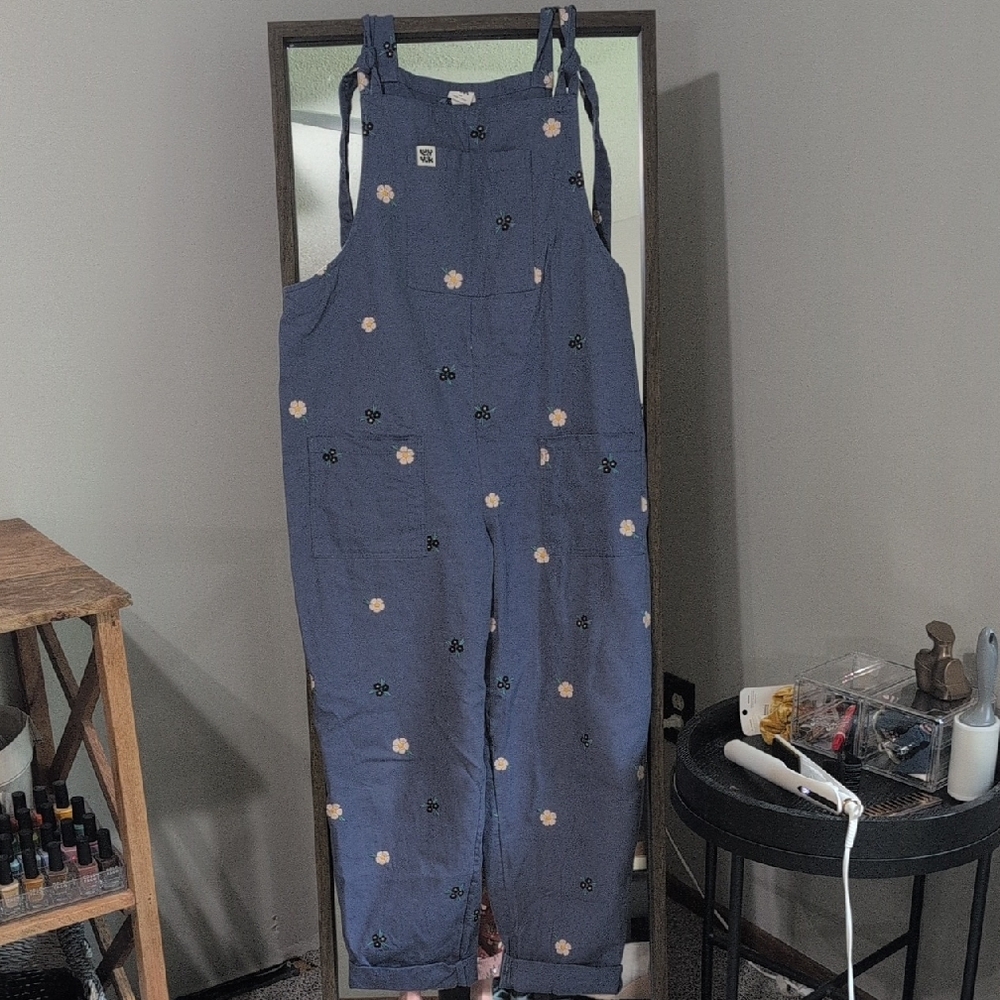 Blue Floral Overalls